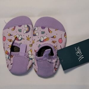 Purple Baby Walker Shoes with Unicorn Design